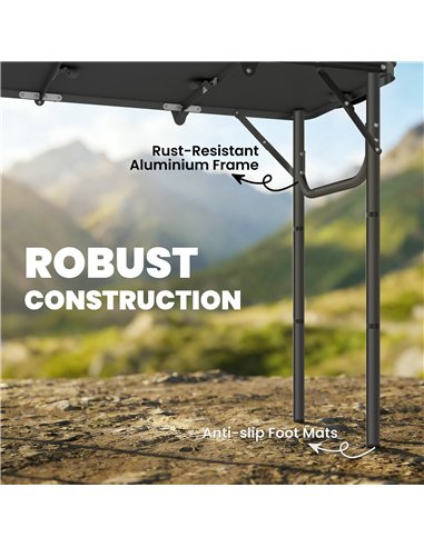Outsunny 3ft Folding Camping Table, Picnic Table with Mesh Storage Layer, Carrying Bag and Metal Frame, Black