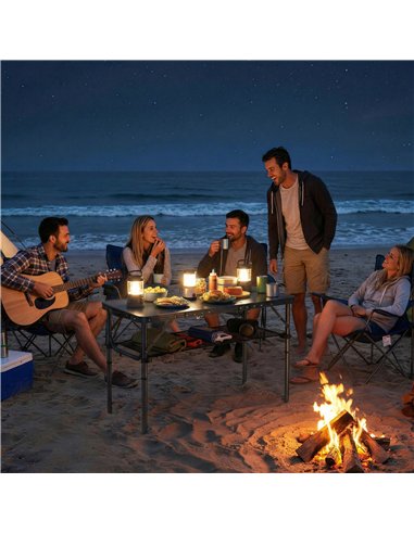 Outsunny 3ft Folding Camping Table, Picnic Table with Mesh Storage Layer, Carrying Bag and Metal Frame, Black