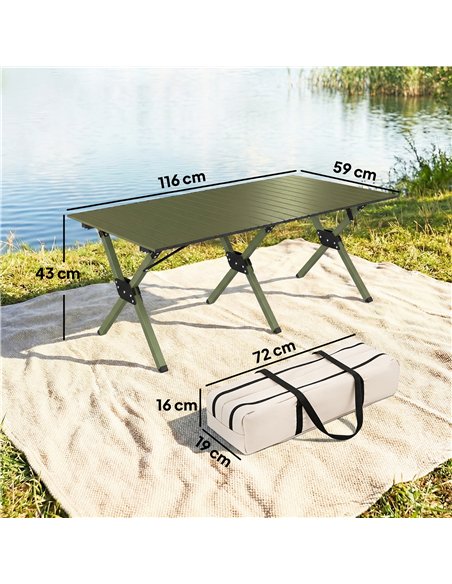 Outsunny 4ft Folding Camping Table, Waterproof Picnic Table with Roll Up Top and Metal Frame, Green - pic 202996 | FastDaddyshop