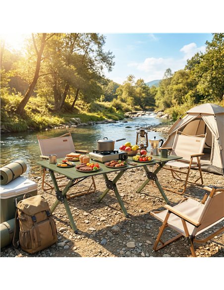 Outsunny 4ft Folding Camping Table, Waterproof Picnic Table with Roll Up Top and Metal Frame, Green - pic 203001 | FastDaddyshop