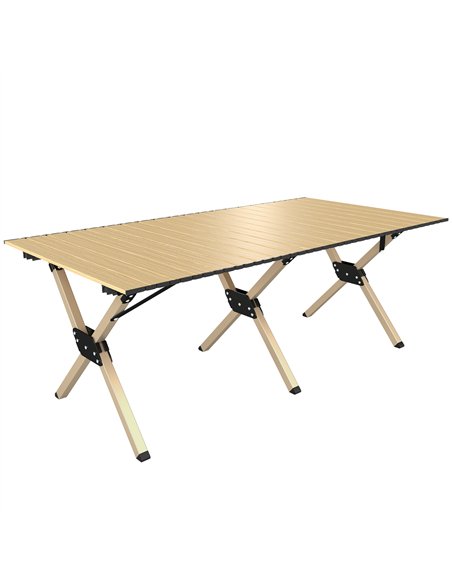 Outsunny 4ft Folding Camping Table, Waterproof Picnic Table with Roll Up Top and Metal Frame, Dark Brown - pic 203003 | FastDaddyshop