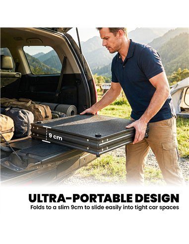 Outsunny Camping Camping Cupboards, Folding Portable Kitchen Table with 3-Tier Storage, Black