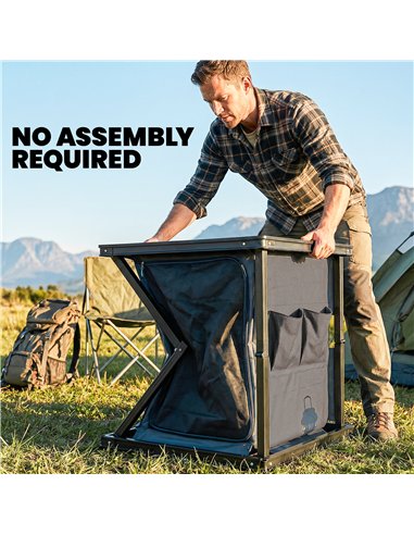 Outsunny Camping Camping Cupboards, Folding Portable Kitchen Table with 3-Tier Storage, Black