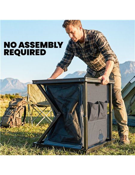Outsunny Camping Camping Cupboards, Folding Portable Kitchen Table with 3-Tier Storage, Black - pic 203028 | FastDaddyshop
