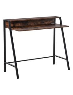 HOMCOM Computer Writing Desk with Storage Shelf, Rustic Brown