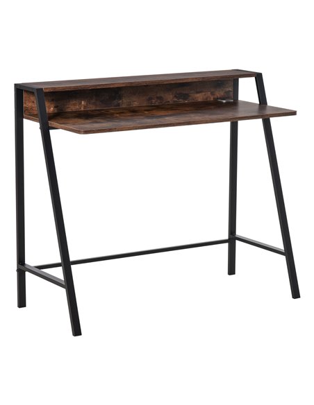 HOMCOM Computer Writing Desk with Storage Shelf, Rustic Brown - pic 20303 | FastDaddyshop