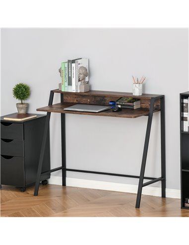 HOMCOM Computer Writing Desk with Storage Shelf, Rustic Brown