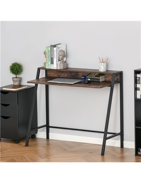 HOMCOM Computer Writing Desk with Storage Shelf, Rustic Brown - pic 20304 | FastDaddyshop