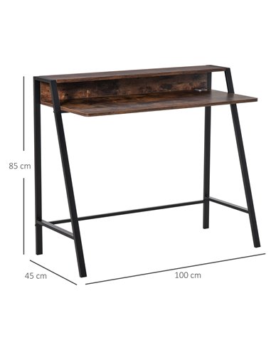 HOMCOM Computer Writing Desk with Storage Shelf, Rustic Brown
