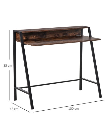 HOMCOM Computer Writing Desk with Storage Shelf, Rustic Brown - pic 20305 | FastDaddyshop