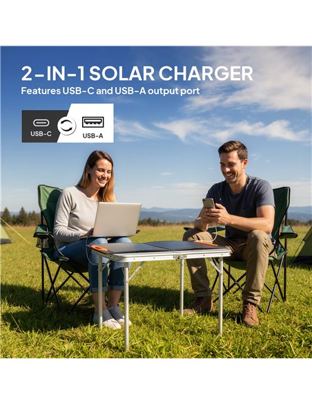 HOMCOM 100W Portable Solar Panel, Foldable Solar Charger with USB-A & USB-C Fast Charging Output, IP67 Waterproof for Mobile Pho - pic 203051 | FastDaddyshop