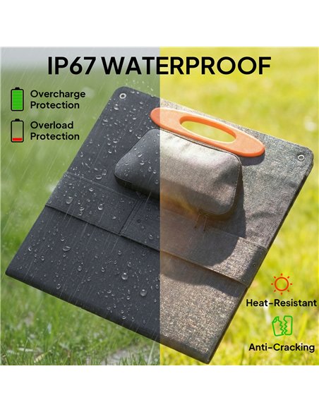 HOMCOM 100W Portable Solar Panel, Foldable Solar Charger with USB-A & USB-C Fast Charging Output, IP67 Waterproof for Mobile Pho - pic 203054 | FastDaddyshop