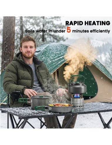 Outsunny Camping Cookware Set for 2-3 People, Ultralight Aluminium Camping Cooking Kit with Anti-Scald Handles, Grey