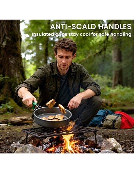 Outsunny Camping Cookware Set for 2-3 People, Ultralight Aluminium Camping Cooking Kit with Anti-Scald Handles, Grey - pic 203064 | FastDaddyshop
