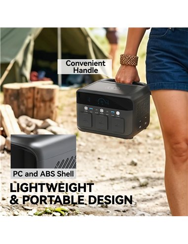 HOMCOM Portable Power Station with LiFePO4 Battery, 1.5H Fast Charge, Camping Power Pack with 600W AC/USB-A & USB-C Output