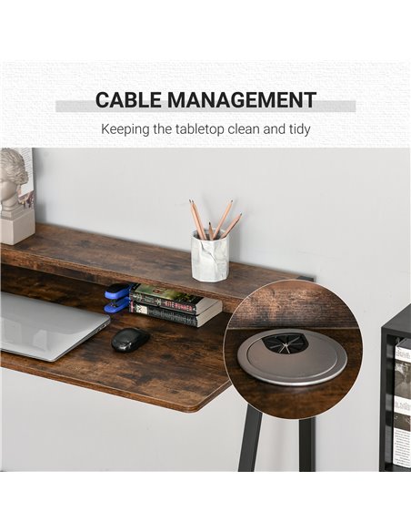HOMCOM Writing Desk Computer Table Home Office PC Laptop Workstation Storage Shelf Color Rustic Brown - pic 20308 | FastDaddyshop