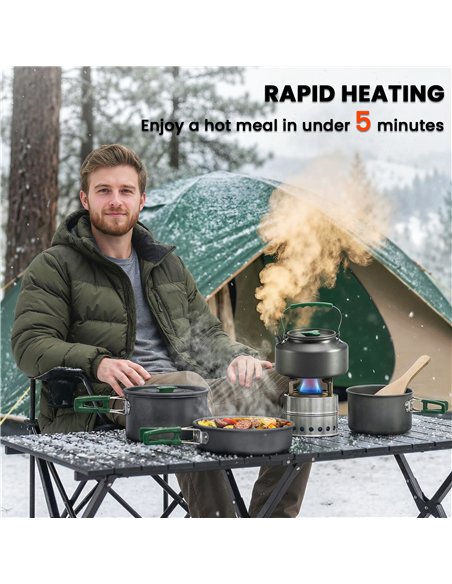 Outsunny Camping Cookware Set for 4-5 People, Lightweight Aluminium Camping Cooking Kit with Anti-Scald Handles, Grey - pic 203081 | FastDaddyshop