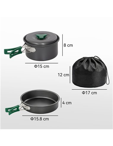 Outsunny Camping Cookware Set, 8-Piece Ultralight Camping Cooking Kit with Anti-Scald Handles, Grey