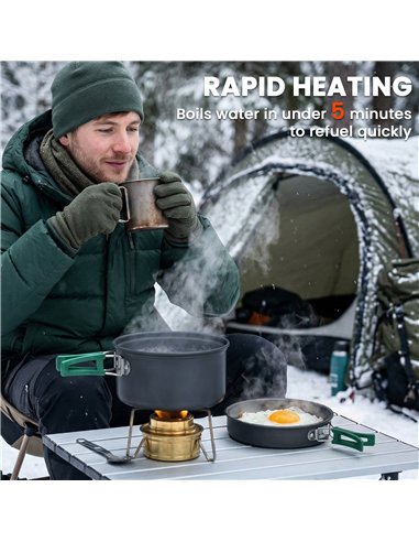 Outsunny Camping Cookware Set, 8-Piece Ultralight Camping Cooking Kit with Anti-Scald Handles, Grey