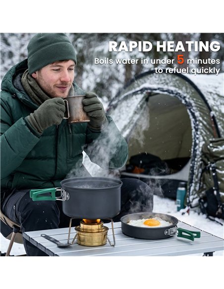 Outsunny Camping Cookware Set, 8-Piece Ultralight Camping Cooking Kit with Anti-Scald Handles, Grey - pic 203089 | FastDaddyshop