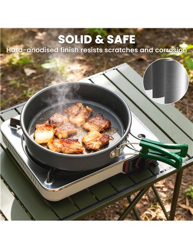 Outsunny Camping Cookware Set, 8-Piece Ultralight Camping Cooking Kit with Anti-Scald Handles, Grey