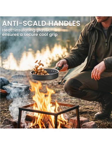 Outsunny Camping Cookware Set, 8-Piece Ultralight Camping Cooking Kit with Anti-Scald Handles, Grey