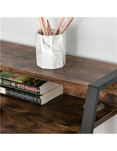 HOMCOM Writing Desk Computer Table Home Office PC Laptop Workstation Storage Shelf Color Rustic Brown