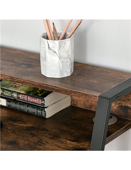 HOMCOM Writing Desk Computer Table Home Office PC Laptop Workstation Storage Shelf Color Rustic Brown - pic 20311 | FastDaddyshop