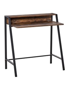 HOMCOM Writing Computer Desk with Storage Shelf, Brown