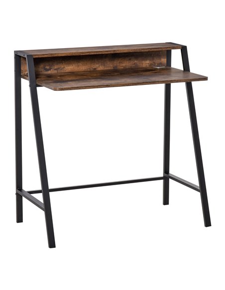 HOMCOM Writing Computer Desk with Storage Shelf, Brown - pic 20312 | FastDaddyshop