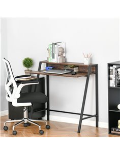 HOMCOM Writing Computer Desk with Storage Shelf, Brown 2