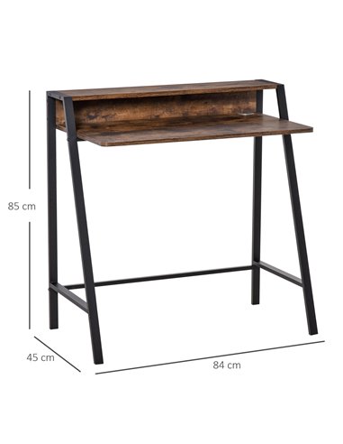 HOMCOM Writing Computer Desk with Storage Shelf, Brown