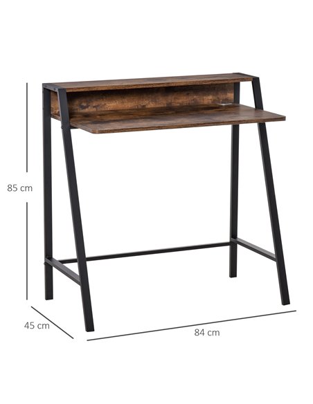 HOMCOM Writing Computer Desk with Storage Shelf, Brown - pic 20314 | FastDaddyshop