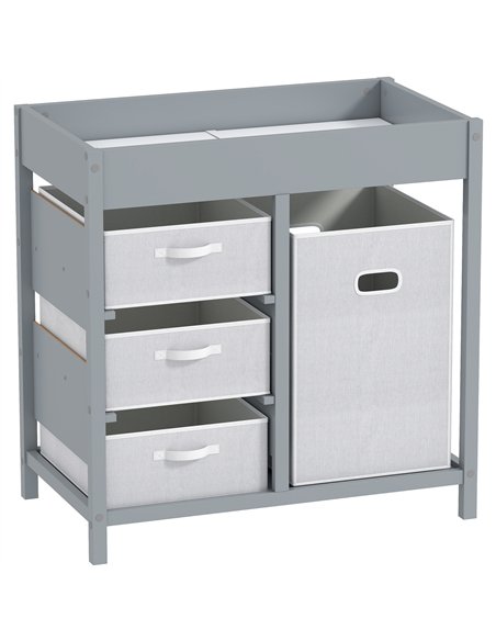 AIYAPLAY Baby Changing Unit with 4 Storage Drawers, Mat for Bedroom Nursery, 84 x 84.5 cm, Grey - pic 203156 | FastDaddyshop