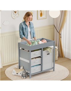 AIYAPLAY Baby Changing Unit with 4 Storage Drawers, Mat for Bedroom Nursery, 84 x 84.5 cm, Grey 2