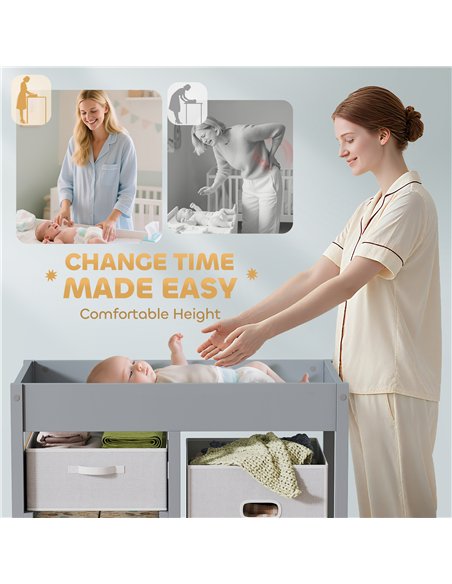 AIYAPLAY Baby Changing Unit with 4 Storage Drawers, Mat for Bedroom Nursery, 84 x 84.5 cm, Grey - pic 203159 | FastDaddyshop