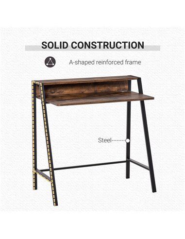 HOMCOM Writing Desk Computer Table Home Office PC Laptop Workstation Storage Shelf Color Rustic Brown