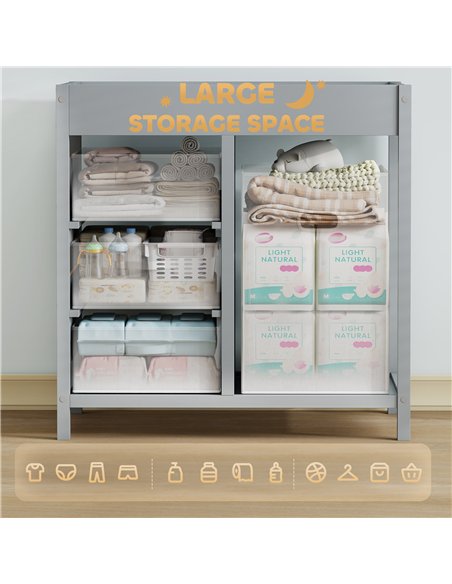 AIYAPLAY Baby Changing Unit with 4 Storage Drawers, Mat for Bedroom Nursery, 84 x 84.5 cm, Grey - pic 203160 | FastDaddyshop