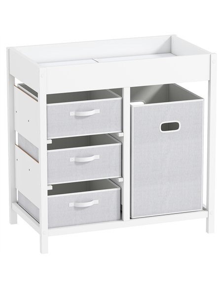 AIYAPLAY Baby Changing Unit with 4 Storage Drawers, Mat for Bedroom Nursery, 84 x 84.5 cm, White - pic 203165 | FastDaddyshop