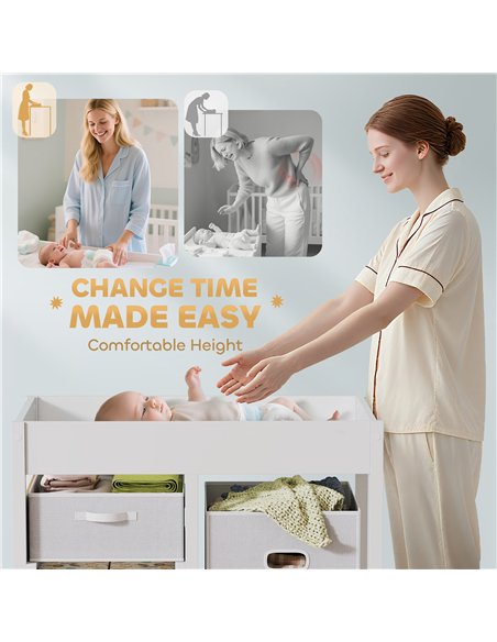 AIYAPLAY Baby Changing Unit with 4 Storage Drawers, Mat for Bedroom Nursery, 84 x 84.5 cm, White - pic 203168 | FastDaddyshop