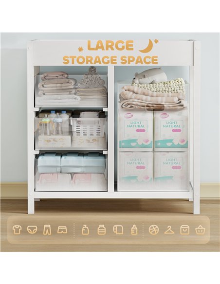 AIYAPLAY Baby Changing Unit with 4 Storage Drawers, Mat for Bedroom Nursery, 84 x 84.5 cm, White - pic 203169 | FastDaddyshop