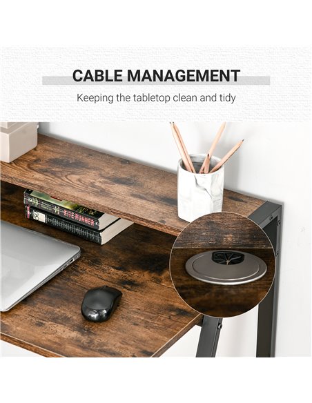 HOMCOM Writing Desk Computer Table Home Office PC Laptop Workstation Storage Shelf Color Rustic Brown - pic 20317 | FastDaddyshop