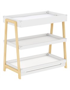 AIYAPLAY Baby Changing Table with 2 Storage Shelves, Nursery Diaper Changing Unit with Waterproof Changing Mat, White