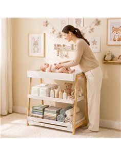 AIYAPLAY Baby Changing Table with 2 Storage Shelves, Nursery Diaper Changing Unit with Waterproof Changing Mat, White 2