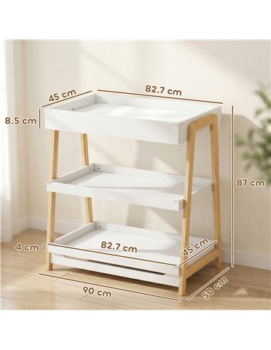 AIYAPLAY Baby Changing Table with 2 Storage Shelves, Nursery Diaper Changing Unit with Waterproof Changing Mat, White