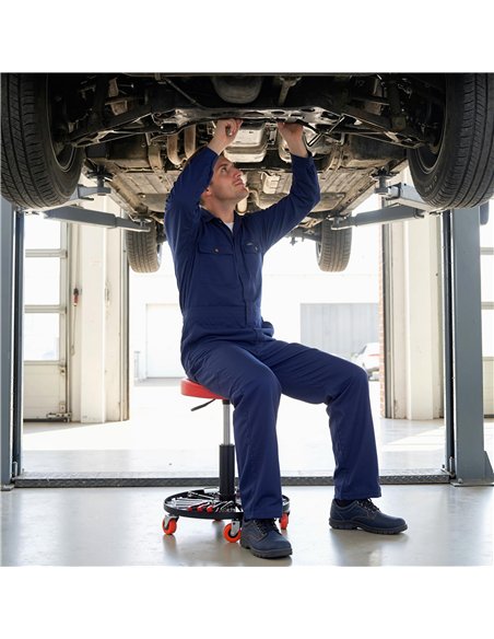 HOMCOM Rolling Mechanical Stool, Pneumatic Adjustable Workshop Stool with Tool Tray, Wheels - Orange - pic 203191 | FastDaddyshop