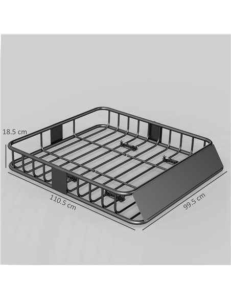 HOMCOM Universal Roof Rack Basket Tray, 90.7 kg Steel Car Rooftop Luggage Cargo Carrier Holder with Wind Fairing, Side Rails for - pic 203195 | FastDaddyshop