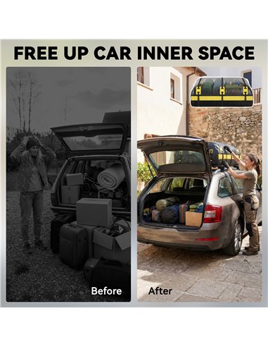 Outsunny Car Roof Bag, 21 Cubic Feet Waterproof Soft Car Roof Box Roofing Cargo Carrier w/ Reflective Arrows, Door Hooks, Yellow