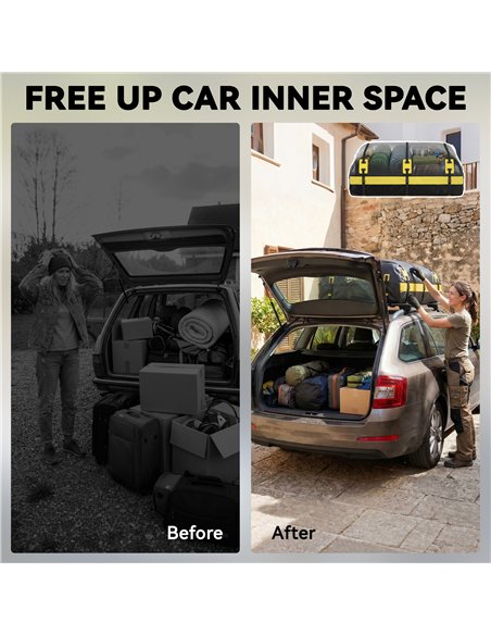 Outsunny Car Roof Bag, 21 Cubic Feet Waterproof Soft Car Roof Box Roofing Cargo Carrier w/ Reflective Arrows, Door Hooks, Yellow - pic 203205 | FastDaddyshop