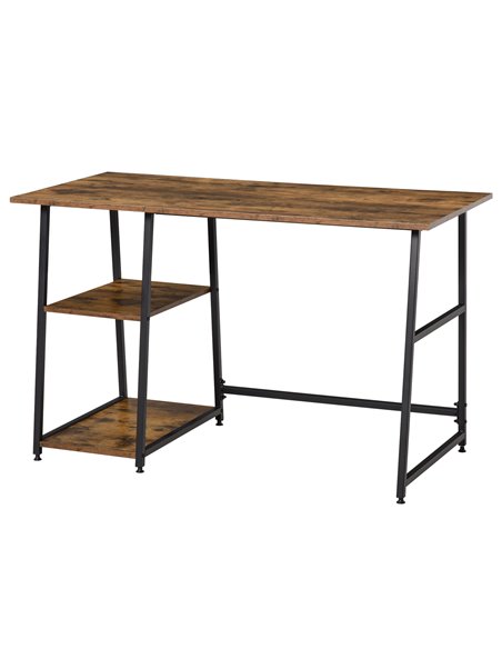 HOMCOM Writing Computer Gaming Desk with 2 Shelves, Black & Rustic Brown - pic 20321 | FastDaddyshop